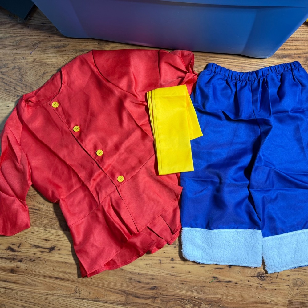 Monkey D Luffy One Piece Cosplay Costume Set Red Blue Medium